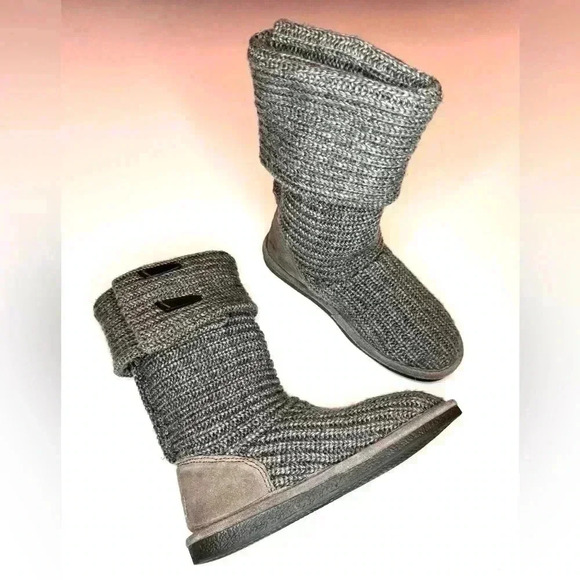 BEARPAW Women's Gray Knit Tall Winter Boot US Size 7 - Picture 8 of 9